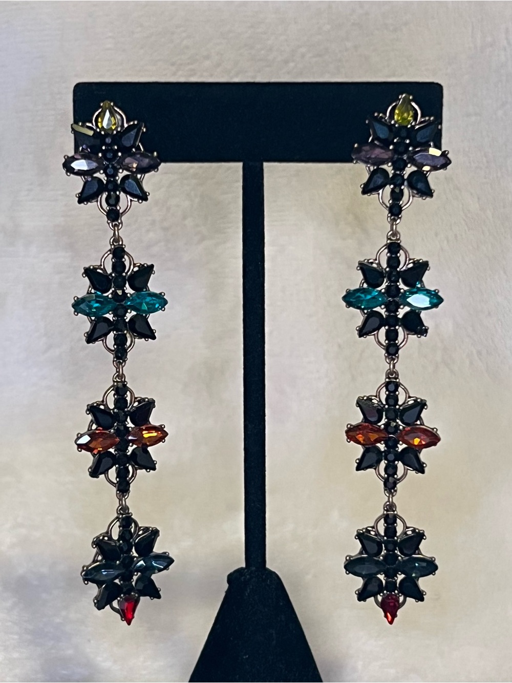 Multi-Color Crystal Drop Statement Earrings